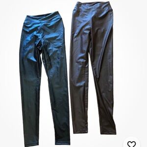 2 Pair OFFLINE Aerie Luxe Faux Vegan Leather Legging SZ Small Black, Brown NWT
